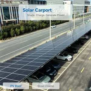 Complete PV Carport Mounting System Carbon Steel Anodized Solar Canopy Serving As Outdoor Vehicle Shelter