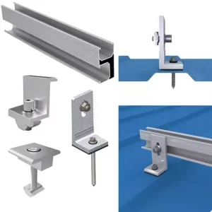 Complete Roof Mounting Installation Set SUS304 L feet Hooks with Aluminum Rails for Tin Metal Rooftop