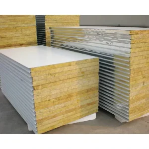 Construction Exterior Acoustic Board Wall Insulate Roof Fireproof Grade a Level Rock Wool Sandwich Metal for Warehouse