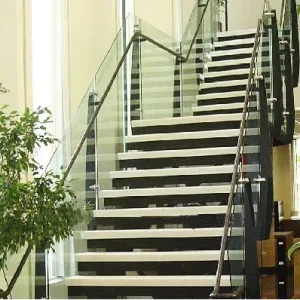 Contemporary Modern Glass Staircase Handrail Water Resistant Design Aluminum Alloy Stainless Steel Construction for Villa