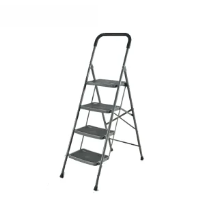 Cost Effective Safe Sturdy Construction Folding 0.9mm Thickness Four Steps Steel Ladder for Home Industrial Daily Use