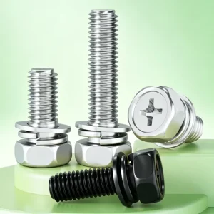 Cross Recessed Hexagon Head 3 in 1 Combination Screw A2-70 304 SS Bolt With Flat & Spring Washer Fastener Hardware