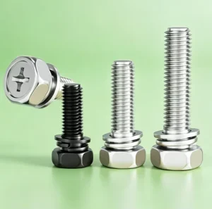 Cross Recessed Hexagon Head 3 in 1 Fastener A2 304 Stainless Steel Combination Screw for Electrical Equipment Mounting