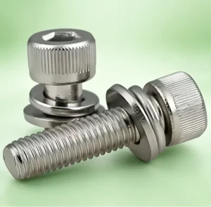 Cup-Head Hex Socket Combination Bolts 304 Stainless Steel Pre-Assembled Screws with Flat and Spring Washer Fastening Hardware