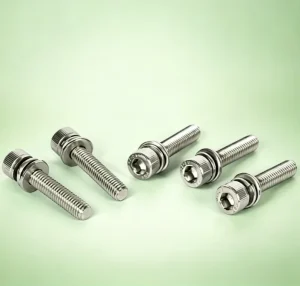 Cup Head Socket Hex Combination Bolts, 304 Stainless Steel Screws with Flat & Spring Washer Assembled Hardware Fasteners