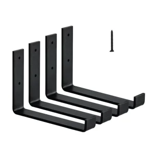 Custom 90 Degree Wall Mount Single-Side Carbon Steel & Stainless Steel Black Coated Corner Angle Brackets