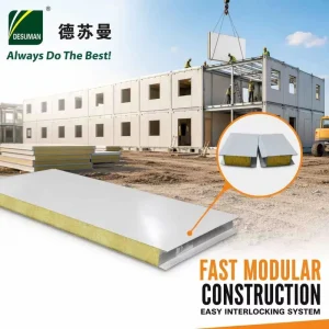 Custom 950mm Glass Wool Sandwich Tongue Groove Corrugated Panel Fire Resistant Waterproof Insulated Steel Sandwich Metal Panel
