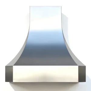 Custom Architectural Curved Stainless Steel Range Hood Brushed Finish Wall Mount Canopy Hood for Luxury Villa Kitchen