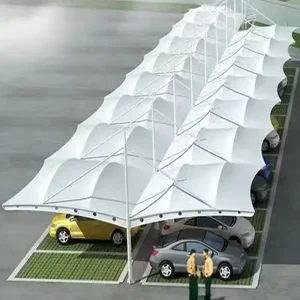 Custom Car Parking Tensile Structure Sun Shade Sail High Quality Steel Frame Carport Tensile Structure for Parking Commercial