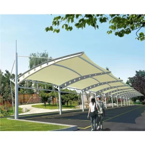 Custom Color PVDF Coated Steel Frame Waterproof Durable Carport with Easy Assembly Aesthetic Design for Villa Courtyard Parking