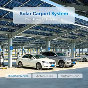 Custom Designed Solar Parking Canopy Carbon Steel PV Carport Outdoor Solar Panel Vehicle Shelter for Enterprises