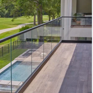 Custom Frameless U Channel Glass Balustrade Railing with Toughened Glass Panel
