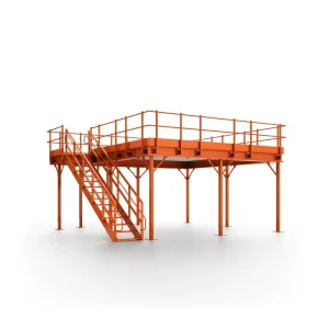 Custom Heavy-Duty Metal Mezzanine Floor System with Steel Stairs for Warehouse Storage