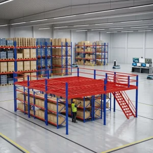 Custom Industrial Heavy Duty Multi Layer Metal Mezzanine Rack System Powder Coated Finish Corrosion Protection 1000kg sqm Load