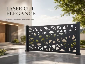 Custom Laser-Cut Metal Fence Panel, Anti-Rust Outdoor Privacy Screen for Balcony, Villa, or Garden