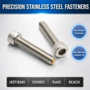 Custom M6 M8 M10 Brass Tip Hex Socket Head Bolt Stainless Steel 304 High Precision Member for Tooling Fabrication