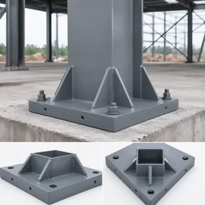 Custom OEM Steel Base Plate Assembly Heavy Duty Steel Welded Fabrication for Column Foundation Anchor