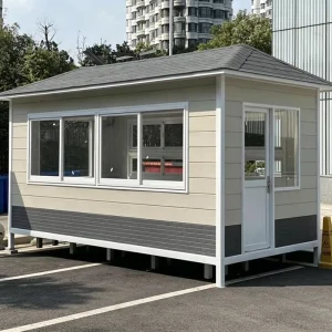 Custom Outdoor Security Guard Booth Prefabricated Metal Kiosk Portable Gate House Vending Booth for Parking Lot & Community