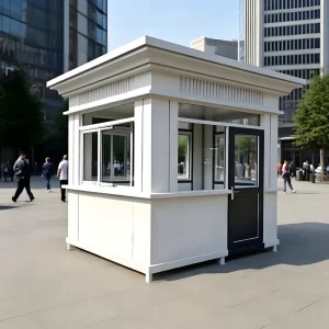 Custom Prefab Outdoor Security Guard Booth Waterproof Metal Sentry Box Portable Ticket Kiosk House for Gate Access Control
