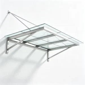 Custom Prefab Steel Structure Commercial Entrance Canopy Outdoor Cantilever Glass & Color Steel Awning for Shopping Mall