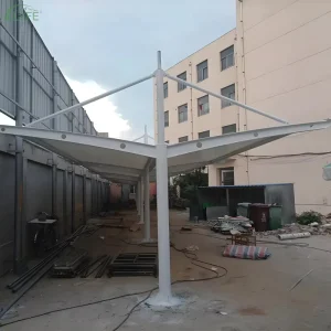Custom Size Cantilever Shade Structure with PVDF Membrane Roof and Galvanized Steel Frame for Parking Lot Canopy