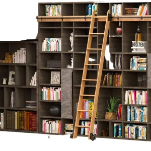 Custom Steel Rolling Ladder Mobile Library Ladder with Wheels Heavy Duty Industrial Safety Step Ladder OEM Manufacturer