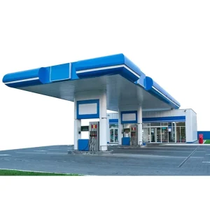 Custom Steel Structure Gas Station Canopy High Strength Windproof Waterproof Design