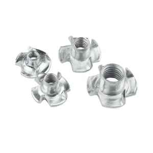 Custom Zinc Plated Galvanized Thread Insert M4 M5 M6 M8 Stainless Steel Four Claw Tee Nut Class 4.8 & 6.8 for Furniture
