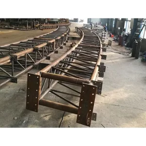 Custom heavy-duty steel truss bridge, compliant with certified welding, cutting, and bending structural steel standards