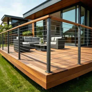 Customizable Black 316 Stainless Steel Cable Railing Post Modern Wire Rope Balustrade Handrail for Villa Outdoor Stair Balcony