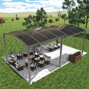Customizable Outdoor Heavy Duty Waterproof Metal Gazebo Big Size Steel Carport PC Top Curtain Net Easy Assembly Pressure Nature