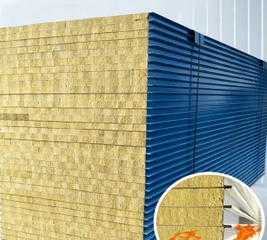 Customizable Thickness 50 100mm Rock Wool Sandwich Panel for Warehouse Wall and Roof A1 Fireproof Insulated Metal Wall Panel