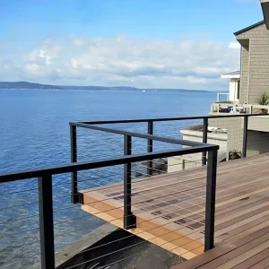 Customized 2×2 Rail Post with Top Handrail Aluminium or Stainless Steel Cable Railing System for Balcony Staircase Outdoor Use