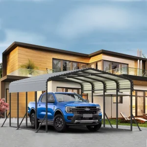 Customized Courtyard Galvanized Steel Frame Metal Sheet Roof Movable Outdoor Carport Private Parking Shed for Cars
