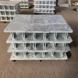 Customized Hot Dip Galvanized Steel Skid Support Base Plate Slot Holes Model 305*380*25mm Heavy Equipment Structural Support