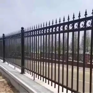 Customized Iron Fence for Garden Outdoor Pointed Metal Fence Black Zinc Steel Guardrail