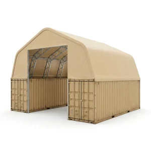 Customized Large Span No Foundation Wind Rated 900g PVC Double Truss A Frame Container Shelter for Industrial Workshop Storage