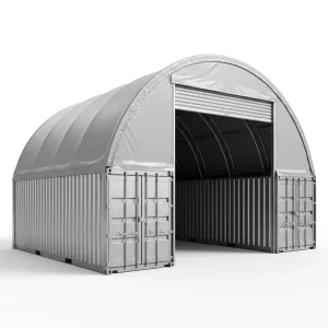 Customized Large Span No Foundation Wind Rated 900g PVC Double Truss Container Shelter Port Logistics Workshop Gym Cargo Storage