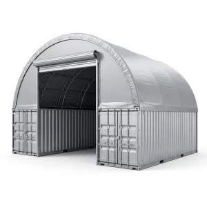 Customized Large Span No Foundation Wind Rated 900g PVC Double Truss Container Shelter for Emergency Relief Supply Storage