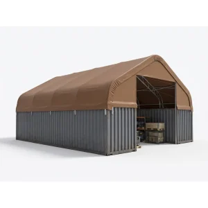 Customized Large Span Waterproof Fire Retardant Arch Container Shelter for Port Logistics Cargo Storage and Car Parking