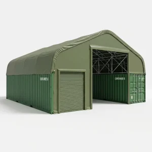 Customized Large Span Waterproof Fire Retardant Steel Gable Container Shelter for Warehouse and Mining Site Equipment Storage