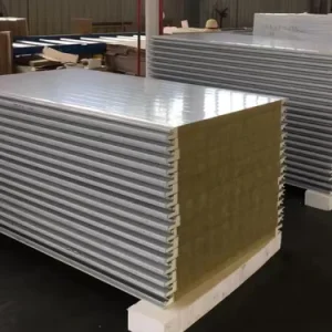 Customized Length Eco Friendly Water Resistant Polyurethane Rock Wool Metal Insulation Sandwich Panels