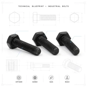 Customized M5 M6 M8 Hex Head Bolt Black Oxide Stainless Steel Carbon Steel High Strength Mechanical Fitting Bolts