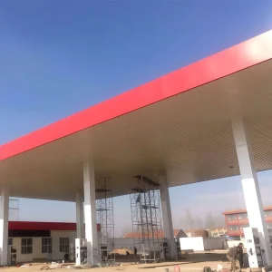 Customized Modern Low Cost Steel Structure Space Frame Canopy Gas Station Petrol Station Roof