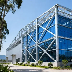 Customized Modern Prefabricated Steel Structure Truss Roof Building Commercial Use for Workshop and Warehouse