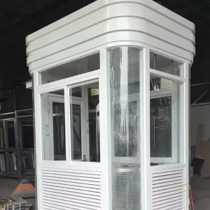 Customized Modern Steel Structure Mobile Finished Guard Booth Stainless Steel Tempered Glass Toll Booth for Scenic Shopping Mall
