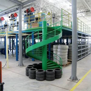 Customized Rack Supported Warehouse Mezzanine Heavy Duty Steel Metal Stairs HTS HTS 1212 Powder Coated