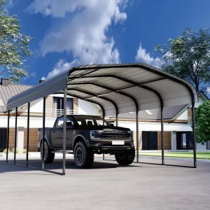 Customized Simple Double Courtyard Parking Lot Private Parking Shed Outdoor Carport Galvanized Steel Frame Metal Sheet Roof