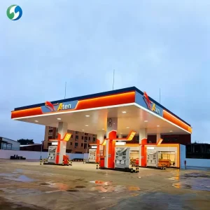 Customized VI Design ACM PMMA LED Module Gas Station Canopy for Commercial Fuel Station