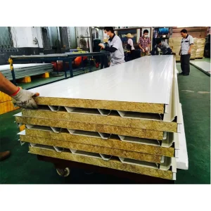 DESUMAN Modern Galvanized Steel Rock Wool Sandwich Panel 960MM Effective Width Insulated Metal Faced Lightweight Fire Resistant